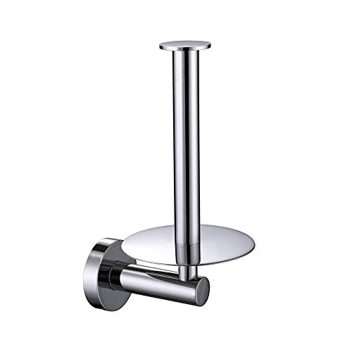 Toilettenpapierhalter vertikal, 304 Edelstahl WC-Toilettenpapierhalter, TP-Rollenaufhänger mit runder Platte, Wandmontage-Toilettenpapierrollen-Organizer - Poliertes Finish - Chrom von CXD