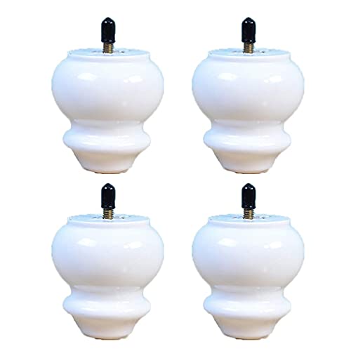 CXEGCCUF 4 Stück Möbelfüße aus massivem Holz, Messinghülse, Ersatz-Tischbeine, Möbelbeine für Sofa, Bett, Schrank, Stuhl, Couch, Füße, Möbelbeine, Schraubendurchmesser 8 mm, weiß (8 cm) von CXEGCCUF