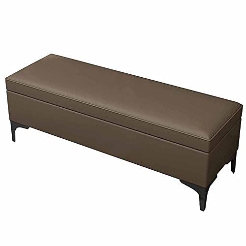 CXEGCCUF Brauner Schuhwechselhocker, große Kapazität, PU-Leder, mit Metallfüßen, Hocker am Bettende, 150 kg belastbar, Ottomane (Größe: 90 cm, Farbe: Blau) (Braun, 120 cm) von CXEGCCUF