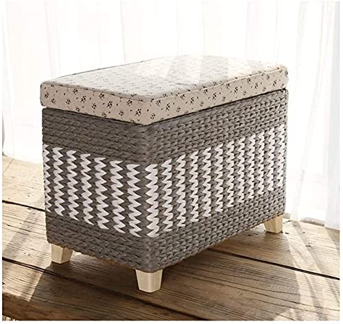 CXEGCCUF Fußhocker, Sitzhocker mit Stauraum, Rattan-Ottomane, gepolsterte Sitztruhe, Rattan-Fußhocker, Sofahocker zum Umziehen von Schuhen im Schlafzimmer und Wohnzimmer mit Deckel, Schwarz CXEGCCUF Fußhocker, Sitzhocker mit Stauraum, Rattan-Ottomane, gepolsterte Sitztruhe, Rattan-Fußhocker, Sofahocker zum Umziehen von Schuhen im Schlafzimmer und Wohnzimmer mit Deckel, Schwarz von CXEGCCUF