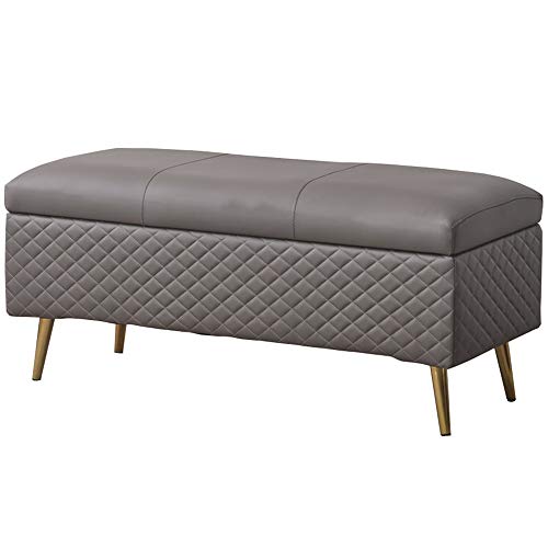 CXEGCCUF Fußhocker Sofahocker Rechteckig Großes Stauraum-PU-Leder Verdicktes Kissen Haushalts-Schuhwechselhocker Tragkraft 150 kg (Color : Huise, Size : 100cm/39.4in) von CXEGCCUF