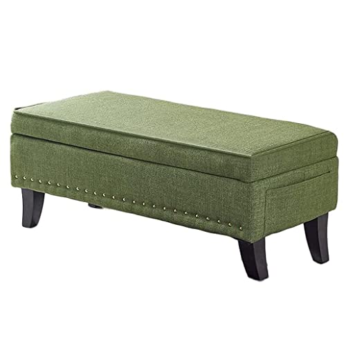CXEGCCUF Gepolsterter Hocker, Fußhocker aus Leinenstoff, Sitzkissen, Hocker, Wechselschuh-Fußstütze, Holzbeine für Wohnzimmer, Schlafzimmer (Farbe: Hellblau, Größe: 40 x 40 x 45 cm) von CXEGCCUF
