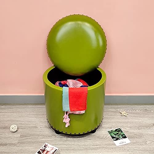 CXEGCCUF Kunstleder Gepolsterte Ottomane Fußstütze,Runde Lagerung Ottomane,Wohnzimmer Schlafzimmer Eingangsbereich Schuhwechsel Hocker Multifunktionale Lagerung Hocker-Q 40x40x42cm(16x16x17 von CXEGCCUF