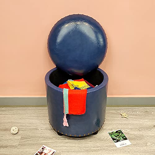 CXEGCCUF Kunstleder Gepolsterte Ottomane Fußstütze,Runde Lagerung Ottomane,Wohnzimmer Schlafzimmer Eingangsbereich Schuhwechsel Hocker Multifunktionale Lagerung Hocker-S 40x40x42cm(16x16x17 von CXEGCCUF