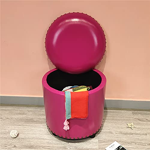 CXEGCCUF Kunstleder Gepolsterte Ottomane Fußstütze,Runde Lagerung Ottomane,Wohnzimmer Schlafzimmer Eingangsbereich Schuhwechsel Hocker Multifunktionale Lagerung Hocker-T 40x40x42cm(16x16x17 von CXEGCCUF