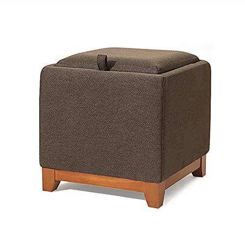 CXEGCCUF Massivholz Aufbewahrungswürfel,Baumwollleinen Gepolsterter Fußhocker Mit Aufbewahrung,Wohnzimmer Schlafzimmer Aufbewahrungsbox Sofahocker-A 40x38x40cm(16x15x16inch) von CXEGCCUF