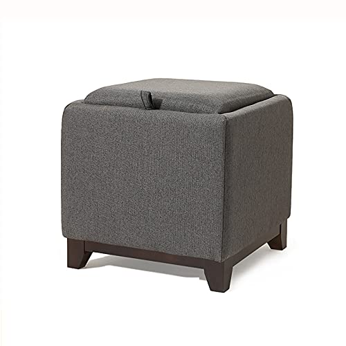 CXEGCCUF Massivholz Aufbewahrungswürfel,Baumwollleinen Gepolsterter Fußhocker Mit Aufbewahrung,Wohnzimmer Schlafzimmer Aufbewahrungsbox Sofahocker-I 40x38x40cm(16x15x16inch) von CXEGCCUF