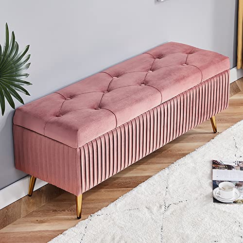 CXEGCCUF Moderne Ottomane mit Stauraum und Klappdeckel aus Samt, rechteckige Ottomane mit Knopfleiste und Klappdeckel für Schlafzimmer, Fußstütze für Wohnzimmer, für den Eingangsbereich des von CXEGCCUF
