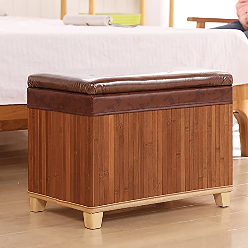 CXEGCCUF Natürliche Korbweide Ottomane Fußstütze,Rustikale Aufbewahrungsbox Mit Mitglied,Ende des Bettes Sitzbank Mit Stauraum,Wohnzimmer Eingangsbereich Schuhbank-C(Bambus) 61x30x40cm(24x1 von CXEGCCUF