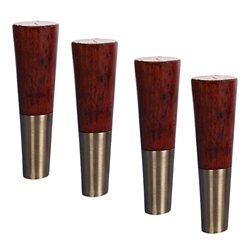 CXEGCCUF Natürliche Massivholz-Sofafüße, Möbelbeine, Messing-Unterschrankfüße, Couchtischbeine, Bettbeine, für Küchensessel, Schlafsofas, mit Montageplatte und Schrauben (A12 cm/4,7 Zoll) von CXEGCCUF