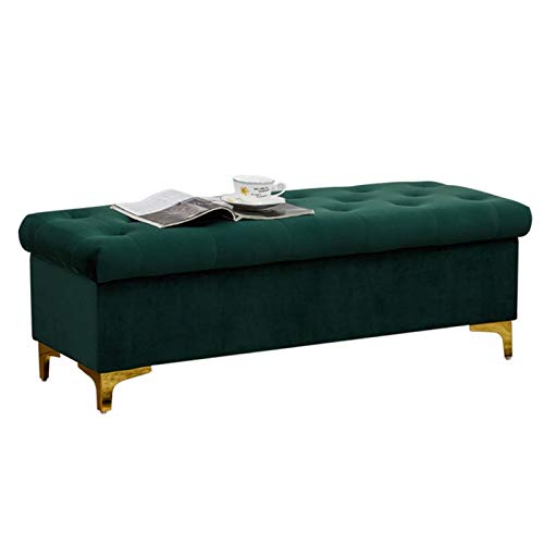 CXEGCCUF Ottomane, Fußhocker, Flanell, Schuhwechselhocker, Aufbewahrungsbox, mit Schwamm gefüllt, umklappbar, Wohnzimmermatte, 120 x 45 x 40 cm, Ottomane (Farbe: Grün) von CXEGCCUF