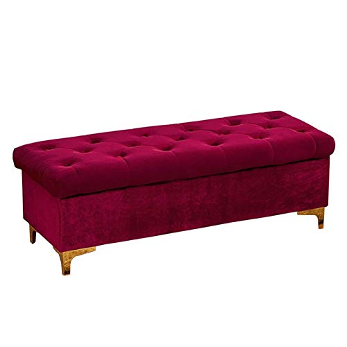 CXEGCCUF Ottomane, Fußhocker, Flanell, Schuhwechselhocker, Aufbewahrungsbox, mit Schwamm gefüllt, umklappbar, Wohnzimmermatte, 120 x 45 x 40 cm, Ottomane (Farbe: Weinrot) von CXEGCCUF