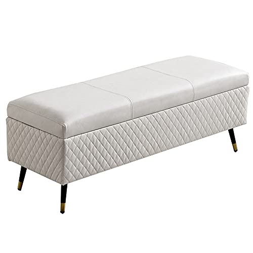 CXEGCCUF Ottomane, Fußhocker, Sofahocker, großes Fassungsvermögen, bequemer technischer Stoff, Schuhwechselhocker an der Tür, mit Metallbeinen, 60 x 40 x 45 cm, Ottomane (Farbe: Beige) von CXEGCCUF