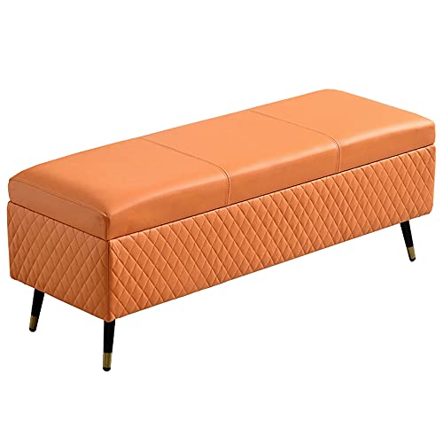 CXEGCCUF Ottomane, Fußhocker, Sofahocker, großes Fassungsvermögen, bequemer technischer Stoff, Schuhwechselhocker an der Tür, mit Metallbeinen, 60 x 40 x 45 cm, Ottomane (Farbe: Orange) von CXEGCCUF