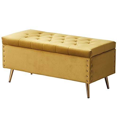 CXEGCCUF Ottomane, Fußhocker, bequemer Flanell, Fußstütze für Erwachsene, Schuhwechselhocker, Aufbewahrungsbox für Schlafzimmer und Wohnzimmer, 90 x 45 x 45 cm, Ottomane (Farbe: Gelb) von CXEGCCUF