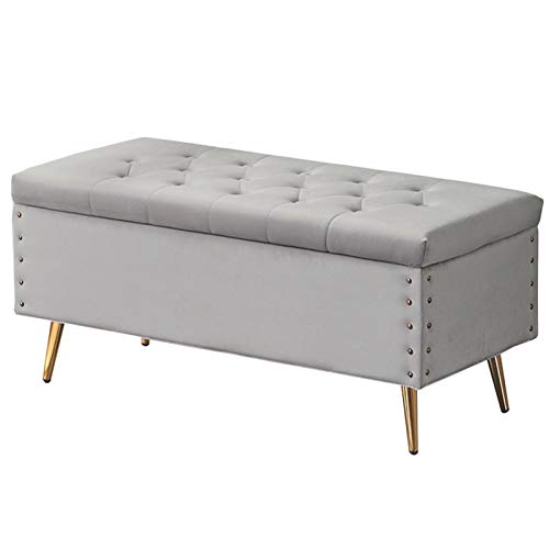 CXEGCCUF Ottomane, Fußhocker, bequemer Flanell, Fußstütze für Erwachsene, Schuhwechselhocker, Aufbewahrungsbox für Schlafzimmer und Wohnzimmer, 90 x 45 x 45 cm, Ottomane (Farbe: Huise) von CXEGCCUF