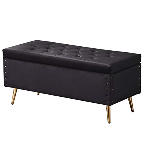 CXEGCCUF Ottomane, Fußhocker, bequemer Flanell, Fußstütze für Erwachsene, Schuhwechselhocker, Aufbewahrungsbox für Schlafzimmer und Wohnzimmer, 90 x 45 x 45 cm, Ottomane (Farbe: Schwarz) von CXEGCCUF