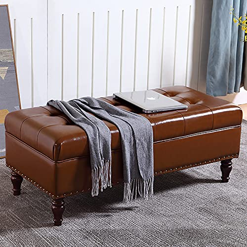 CXEGCCUF Premium Kunstleder Ottomane Bank,Moderne Fußbank Für Das Ende des Bettes Weiches Kissen Sitz,Massivholz Schuhbank Fußstütze Hocker Für Wohnzimmer Flur-Braun 60x40x41cm(24x16x16inch CXEGCCUF Premium Kunstleder Ottomane Bank,Moderne Fußbank Für Das Ende des Bettes Weiches Kissen Sitz,Massivholz Schuhbank Fußstütze Hocker Für Wohnzimmer Flur-Braun 60x40x41cm(24x16x16inch von CXEGCCUF