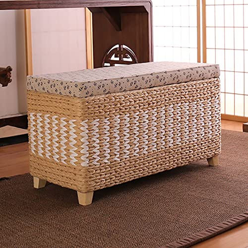 CXEGCCUF Rattan-Stauraum-Ottomane, gewebte Korbtruhe, rustikaler Fußhocker aus Seegras, Fußbank am Ende des Bettes, Schuhbank für den Eingangsbereich, für Wohnzimmer und Schlafzimmer, Natur CXEGCCUF Rattan-Stauraum-Ottomane, gewebte Korbtruhe, rustikaler Fußhocker aus Seegras, Fußbank am Ende des Bettes, Schuhbank für den Eingangsbereich, für Wohnzimmer und Schlafzimmer, Natur von CXEGCCUF