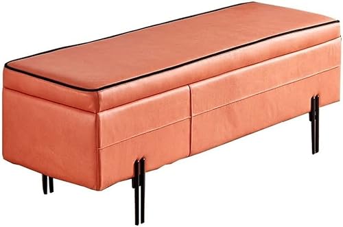 CXEGCCUF Rechteckiger Sofahocker, nordischer modischer Schuhhocker im Stoffdesign, Leichter Schuhwechselhocker, einfache, Moderne Kleiderbank, Bettbank (40 x 40 x 45 cm) (Farbe: Orange) (FA von CXEGCCUF
