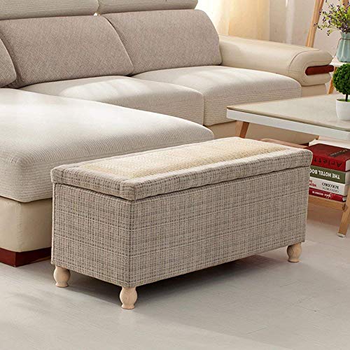 CXEGCCUF Sitzhocker mit Stauraum, gepolsterter Fußhocker aus Leinen, Sofahocker, Aufbewahrungsbox, Rattan-Flechtdeckel, Schuhwechselbank für den Eingangsbereich, Grau, 40 x 16 x 17 Zoll (Be CXEGCCUF Sitzhocker mit Stauraum, gepolsterter Fußhocker aus Leinen, Sofahocker, Aufbewahrungsbox, Rattan-Flechtdeckel, Schuhwechselbank für den Eingangsbereich, Grau, 40 x 16 x 17 Zoll (Be von CXEGCCUF