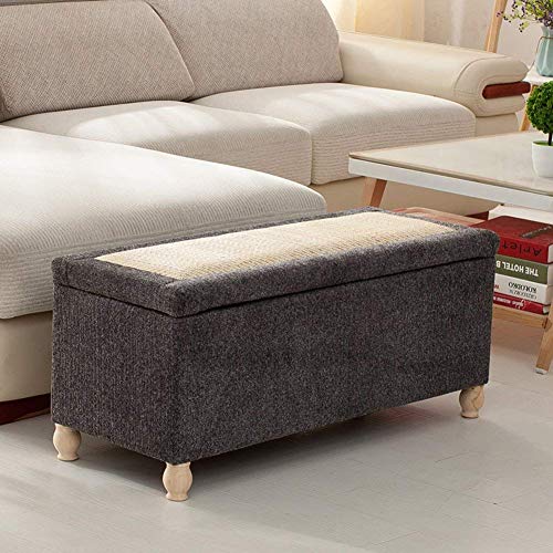 CXEGCCUF Sitzhocker mit Stauraum, gepolsterter Fußhocker aus Leinen, Sofahocker, Aufbewahrungsbox, Rattan-Flechtdeckel, Schuhwechselbank für den Eingangsbereich, Grau, 40 x 16 x 17 Zoll (Sc CXEGCCUF Sitzhocker mit Stauraum, gepolsterter Fußhocker aus Leinen, Sofahocker, Aufbewahrungsbox, Rattan-Flechtdeckel, Schuhwechselbank für den Eingangsbereich, Grau, 40 x 16 x 17 Zoll (Sc von CXEGCCUF