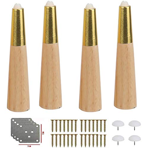 CXEGCCUF Sofabeine, Möbelbeine aus Holz, konisch, Beine für Holzmöbel mit Metallsockel, Stützbeine für Moderne nordische Möbel, für TV-Schränke/Fußhocker/Stühle, Holzfarbe (12 cm (4,7 Zoll) von CXEGCCUF