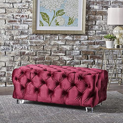 CXEGCCUF Weicher Samt Ruhefußhocker Sofa Sitzbank, Luxuriöse Getuftete Ottomane Fußende Der Bettbank Mit Acrylfüßen, Moderne Rechteckige Dekorative Ottomane-Und 90x40x40cm(35x16x16inch) von CXEGCCUF