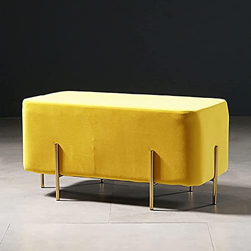 CXEGCCUF Weicher Sitzhocker aus Samt, hochwertig gepolsterte Ottomane mit Fußstütze, Sofabank, moderner Schuhwechselhocker, Multifunktionsbänke (Farbe: A-Gelb, Größe: 88 x 45 x 44 cm) von CXEGCCUF