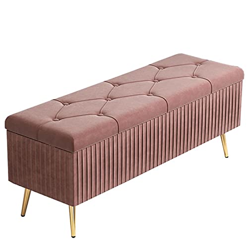 CXEGCCUF Zusammenklappbarer Ottoman mit Stauraum, Schuhwechselhocker aus Samt, mit 4 Metallbeinen, gepolsterter Fußhocker, Spielzeug-Aufbewahrungsbox für Schlafzimmer, Wohnzimmer, Flur, 80 von CXEGCCUF
