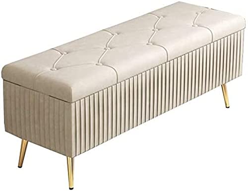 CXEGCCUF Zusammenklappbarer Schuhwechselhocker aus Samt mit 4 Metallbeinen, gepolsterter Fußhocker, Aufbewahrungsbox für Spielzeug für Schlafzimmer, Beige CXEGCCUF Zusammenklappbarer Schuhwechselhocker aus Samt mit 4 Metallbeinen, gepolsterter Fußhocker, Aufbewahrungsbox für Spielzeug für Schlafzimmer, Beige von CXEGCCUF