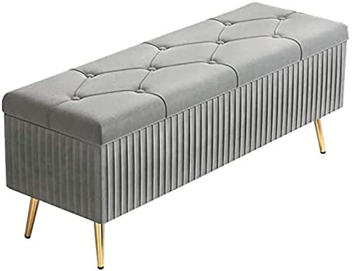 CXEGCCUF Zusammenklappbarer Schuhwechselhocker aus Samt mit 4 Metallbeinen, gepolsterter Fußhocker, Aufbewahrungsbox für Spielzeug für Schlafzimmer, Grau CXEGCCUF Zusammenklappbarer Schuhwechselhocker aus Samt mit 4 Metallbeinen, gepolsterter Fußhocker, Aufbewahrungsbox für Spielzeug für Schlafzimmer, Grau von CXEGCCUF