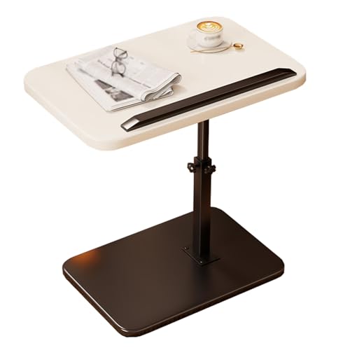 C-Form Beistelltisch aus Holz, Höhenverstellbar, Wendbare Tischplatte, Praktisch platzsparend, für Wohnzimmer oder Schlafzimmer(Color:White) von CXFSCD