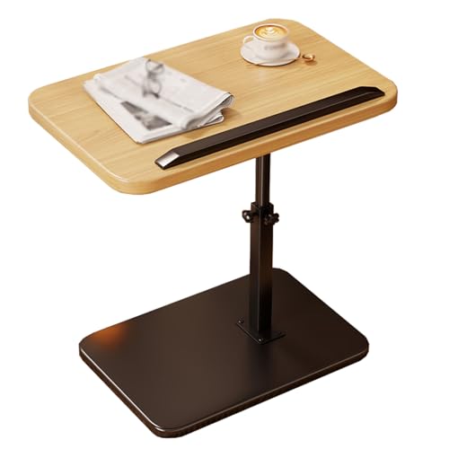 C-Form Beistelltisch aus Holz, Höhenverstellbar, Wendbare Tischplatte, Praktisch platzsparend, für Wohnzimmer oder Schlafzimmer(Color:Wood) von CXFSCD
