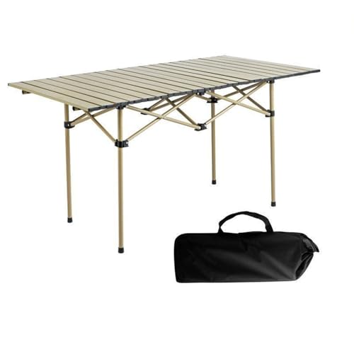 CXFSCD Campingtisch Klappbar, Tragbarer Klappstuhl, mit Tragetasche, Gute Tragfähigkeit, für Picknick Kochen Garten(Size:120CM,Color:Khaki) von CXFSCD