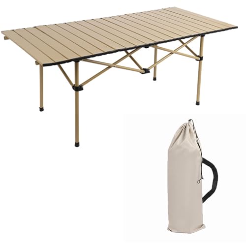 CXFSCD Campingtisch klappbar mit Tasche, Stabile Tragfähigkeit, leicht zu lagern und zu tragen, für Picknick im Freien, Camping(Size:120CM,Color:Gelb) von CXFSCD