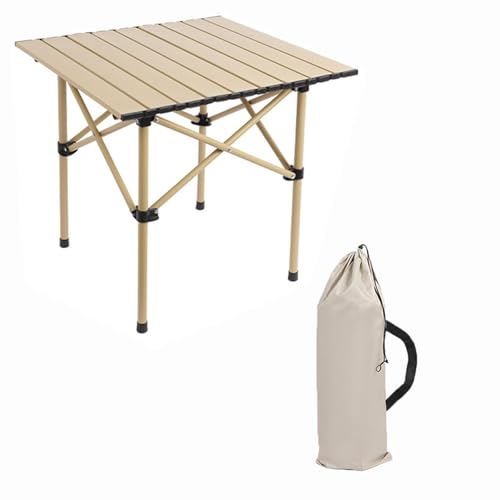 CXFSCD Campingtisch klappbar mit Tasche, Stabile Tragfähigkeit, leicht zu lagern und zu tragen, für Picknick im Freien, Camping(Size:53CM,Color:Gelb) von CXFSCD