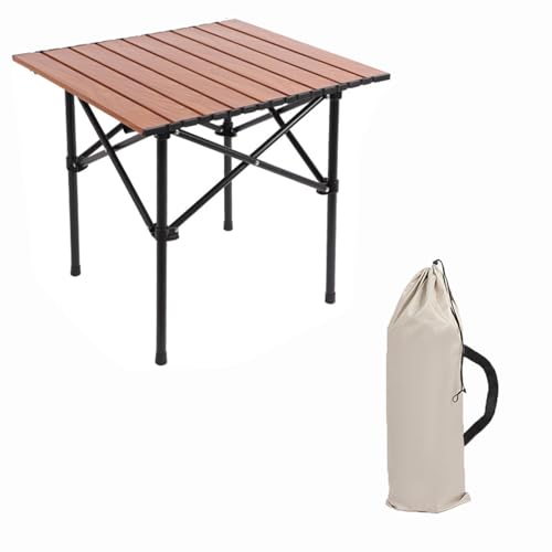 CXFSCD Campingtisch klappbar mit Tasche, Stabile Tragfähigkeit, leicht zu lagern und zu tragen, für Picknick im Freien, Camping(Size:53CM,Color:Woodgrain) von CXFSCD