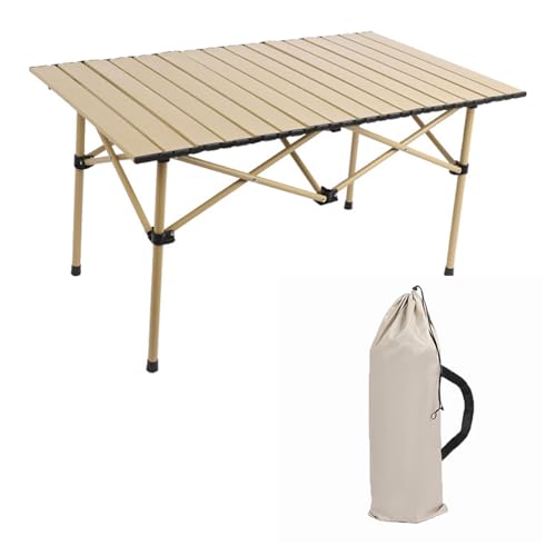 CXFSCD Campingtisch klappbar mit Tasche, Stabile Tragfähigkeit, leicht zu lagern und zu tragen, für Picknick im Freien, Camping(Size:95CM,Color:Gelb) von CXFSCD