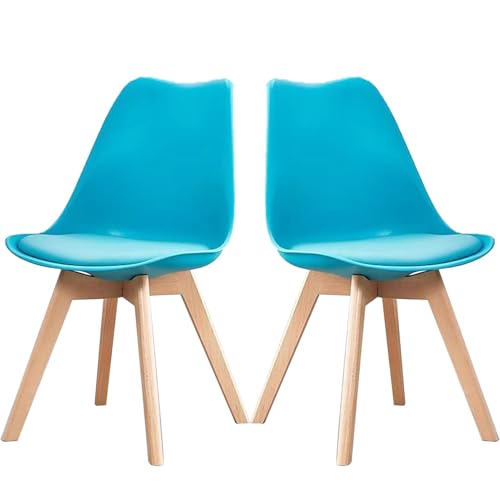 CXFSCD Esszimmerstühle, Sitzfläche Aus Verdicktem Pp Beine Aus Natürlichem Buchenholz Robust Und Langlebig Ergonomisch Schützt Nacken Und Rücken(Size:2,Color:blau) von CXFSCD