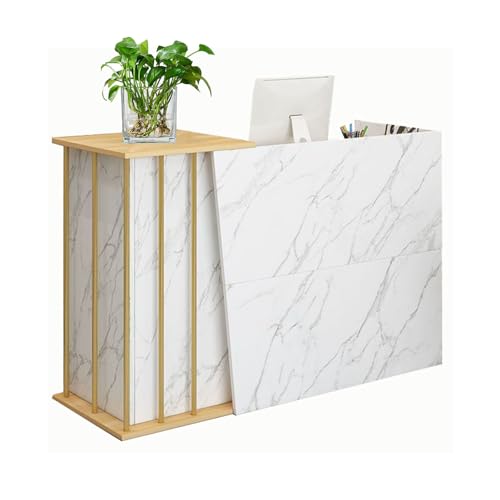 CXFSCD Moderne Empfangstheke mit Schubladenschloss, Großer, sicherer Stauraum, Schlichter luxuriöser Stil für viele Orte geeignet(Size:100CM,Color:Marmordruck) von CXFSCD