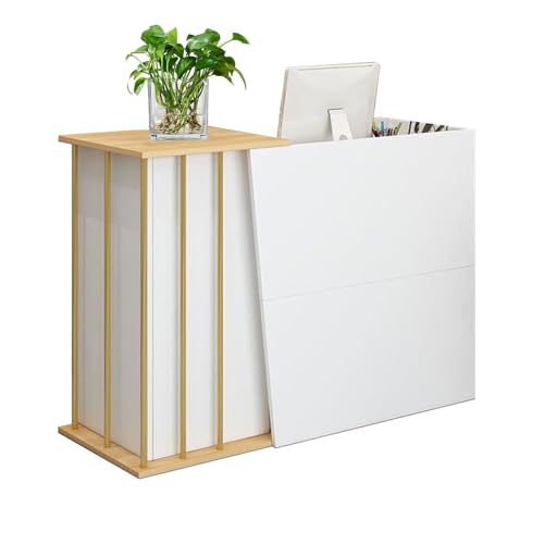 CXFSCD Moderne Empfangstheke mit Schubladenschloss, Großer, sicherer Stauraum, Schlichter luxuriöser Stil für viele Orte geeignet(Size:120CM,Color:warm weiß) von CXFSCD