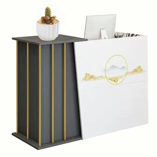 CXFSCD Reception Counter with Large Storage Space, Robust und langlebig Multiple Storage für Supermarkt Hotel kleine Bar Salonrezeption(Size:120CM,Color:Eisenasche Druck) von CXFSCD