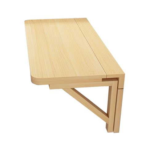 CXFSCD Wandmontierter Schreibtisch, Klapptisch aus Massivholz, Stabil belastbar und platzsparend, für Laptop Esszimmer Balkon Schlafzimmer(Size:120 * 50CM,Color:Holzfarbe) von CXFSCD