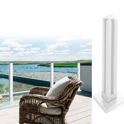 CXGFRGH Außenglasgeländerpfosten, Glasplattenklemme, Glasschienensäulensystem for Poolzäune/Villen/Terrassen/Treppen(White Corner Post,105cm(41 3/8")) von CXGFRGH