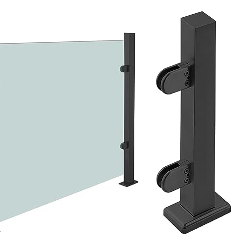 CXGFRGH Glasgeländerpfosten mit Klemmen, rahmenlose Trennsäule for Deckgeländer, Zaunbaluster, einfache Installation(Black end Post,130cm(51 1/8")) von CXGFRGH