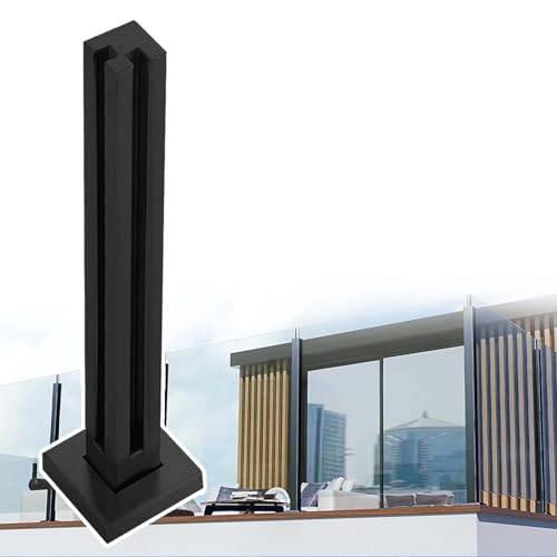 CXGFRGH Glasgeländersystem for Terrassen-/Balkon-/Veranda-/Poolzäune, quadratische Glasklemmsäule for Innentreppen(Black Corner Post,70cm(27 1/2")) von CXGFRGH