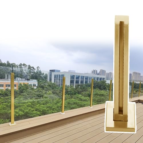 CXGFRGH Goldfarbene Glasplattenklemmen mit komplettem Set, 60 cm bis 150 cm hohe Schwimmbeckengeländer(Gold end Post,130cm(51 1/8")) von CXGFRGH