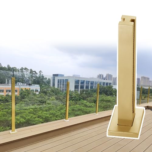 CXGFRGH Goldfarbene Glasplattenklemmen mit komplettem Set, 60 cm bis 150 cm hohe Schwimmbeckengeländer(Gold mid Post,115cm(45 1/4")) von CXGFRGH