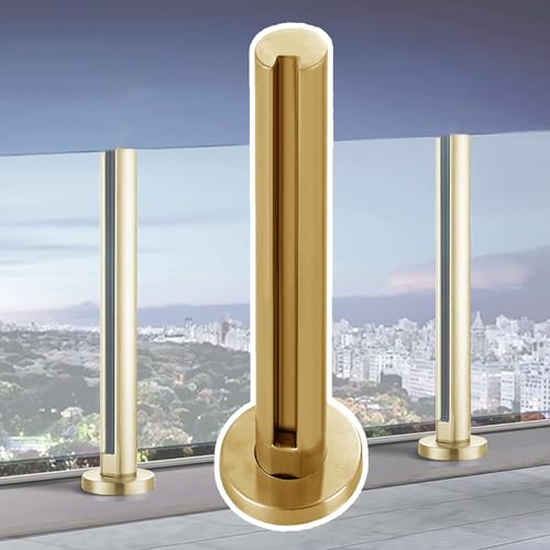 CXGFRGH Goldfarbenes Glas-Balusterpfosten-Quadrat-Zaunstützsystem, Edelstahl-Glas-Balustradenpfosten mit komplettem Kit(Gold end Post,120cm(47 1/4")) von CXGFRGH